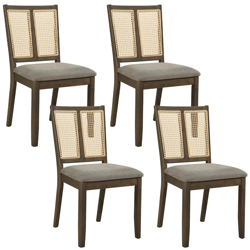 Giantex Rattan Dining Chairs Set of 2/4 w/Rubber Wood Frame