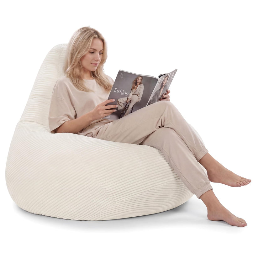 Giantex Bean Bag Chair for Adults with Skin-Friendly Corduroy Cover & Soft Sponge Filling