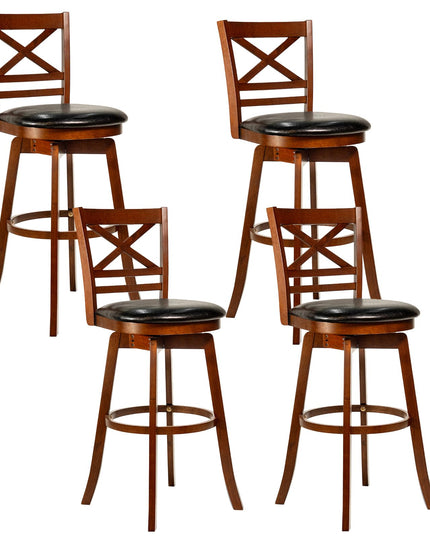 Giantex Swivel Bar Stools Set with PU Faux Leather Upholstered Seat