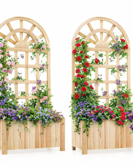 Jardinière surélevée d'extérieur Giantex 48" en bois de sapin avec écran d'intimité et trous de drainage