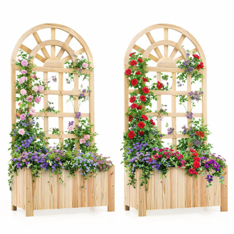 Jardinière surélevée d'extérieur Giantex 48" en bois de sapin avec écran d'intimité et trous de drainage