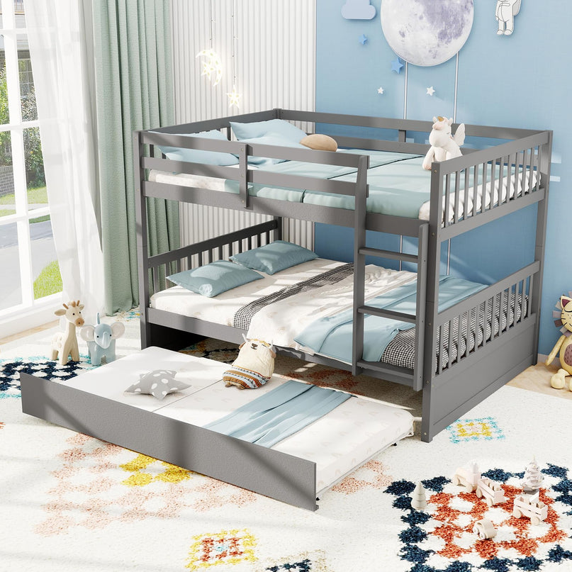 Giantex Full Over Full Bunk Bed with Trundle for Adults Kids Teens