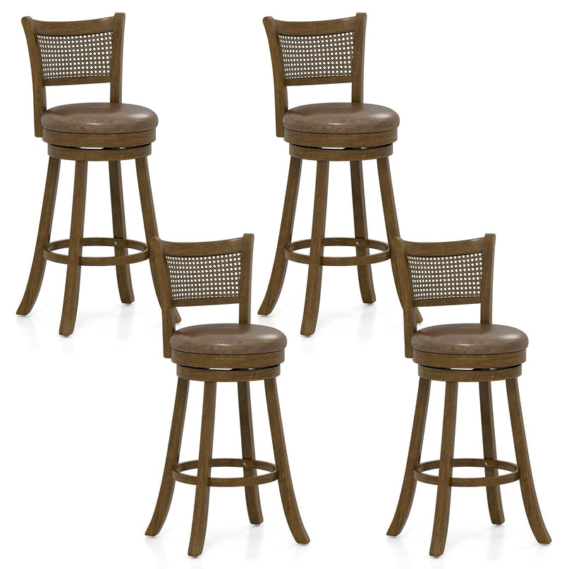 Giantex 25"/30" Swivel Bar Stools Set of 2/4 with PE Rattan Backrest