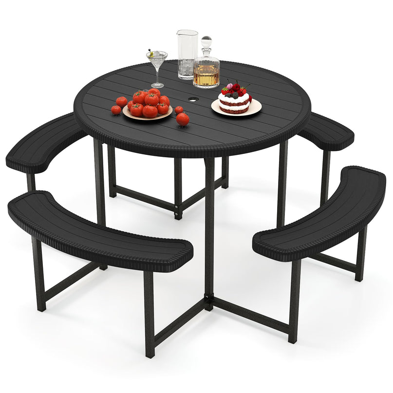 Giantex Picnic Table Bench Set for 4-8 Person(Round)