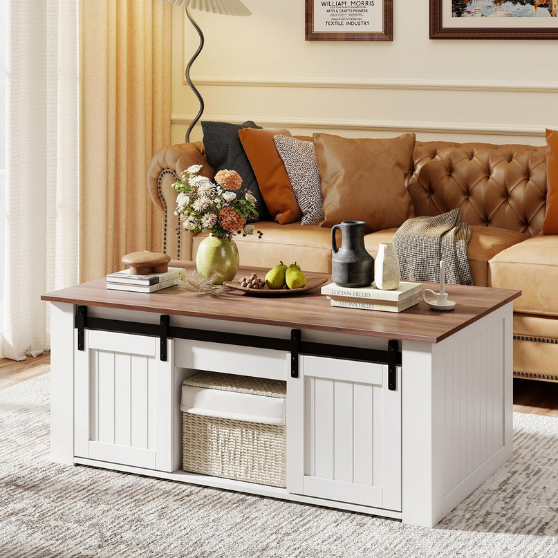 Giantex 47" Farmhouse Lift Top Coffee Table with Storage
