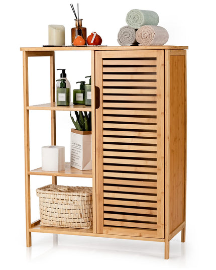Bathroom Storage Cabinet Bamboo Floor Cabinet Free Standing Organizer - Giantex