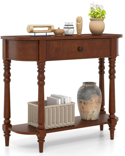 Giantex 36" Retro Entryway Table with Storage Drawer & Elegant Legs for Living Room Foyer