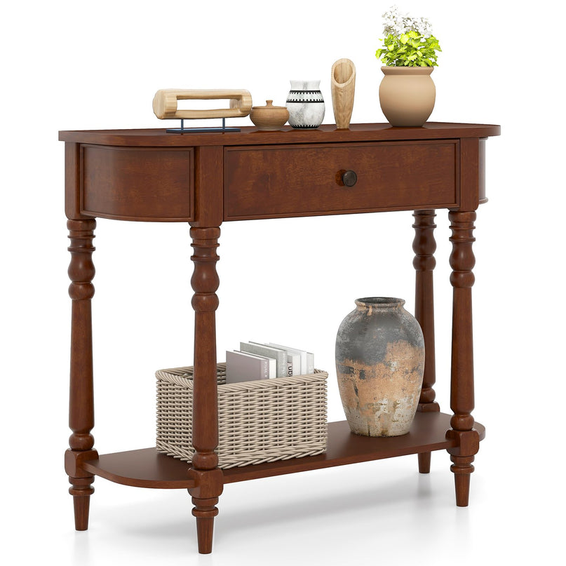 Giantex 36" Retro Entryway Table with Storage Drawer & Elegant Legs for Living Room Foyer