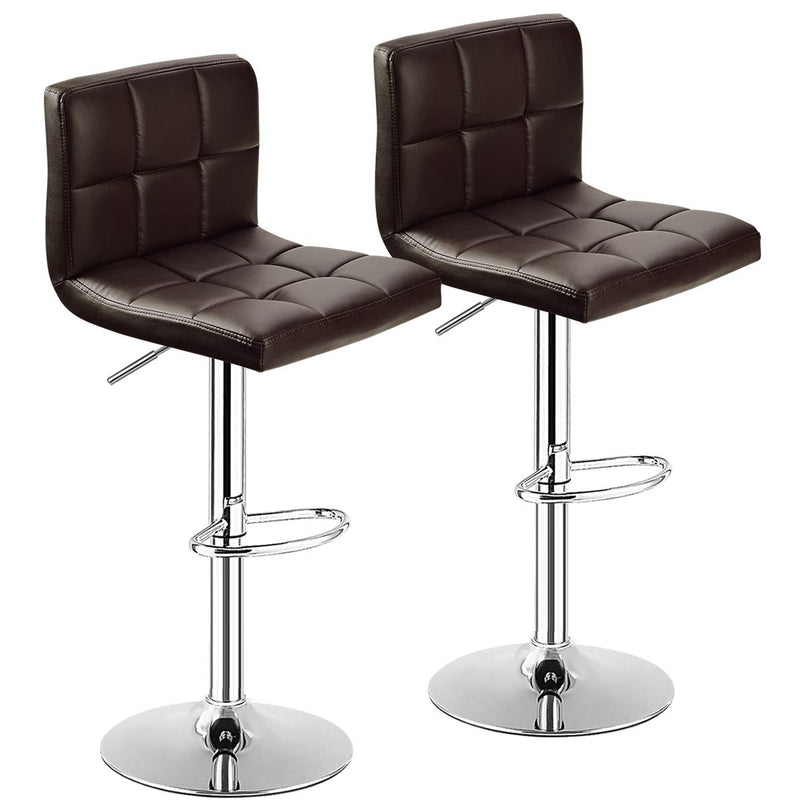 Giantex Bar Stool, Modern Swivel Adjustable Armless Barstools, Square Counter Height PU Leather Bar Stools