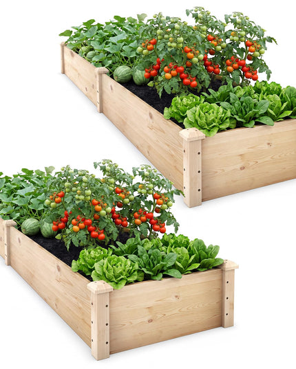 GIANTEX 95" Wooden Raised Garden Bed, Rectangular Planter Box(95” x 24” x 10”)