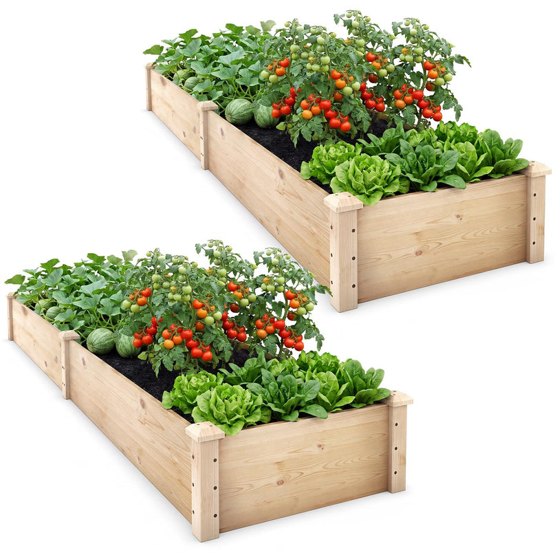 GIANTEX 95" Wooden Raised Garden Bed, Rectangular Planter Box(95” x 24” x 10”)