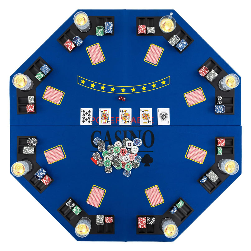 Giantex 48" Poker Table Top, 8 Player Foldable Texas Holdem Poker Mat Layout w/Carrying Bag