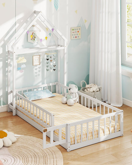 Giantex Twin House Floor Bed for Kids for Girls or Boys