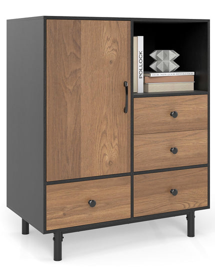 Giantex Storage Cabinet with 4 Drawers Mid Century Modern Buffet Sideboard
