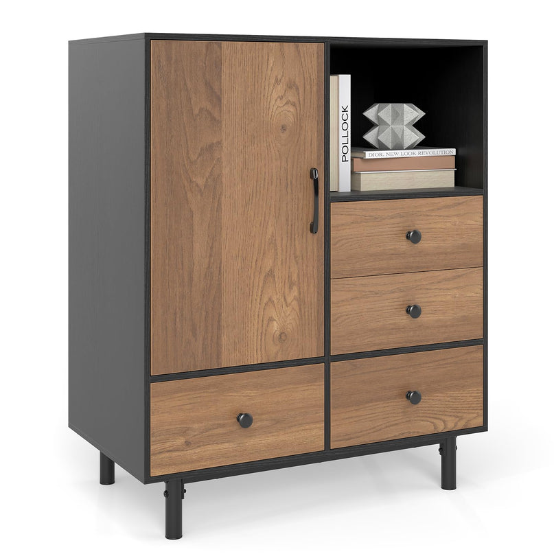 Giantex Storage Cabinet with 4 Drawers Mid Century Modern Buffet Sideboard