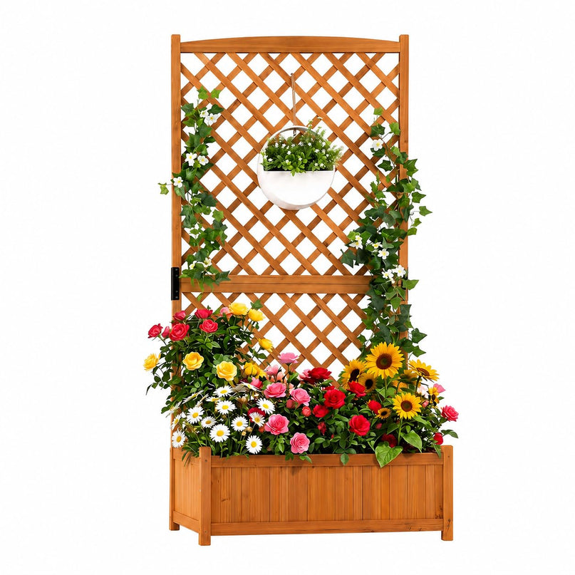 Giantex 71" Raised Garden Bed with Trellis