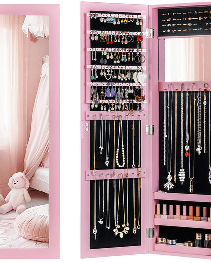 Giantex Wall Mounted Jewelry Cabinet with Full Length Mirror