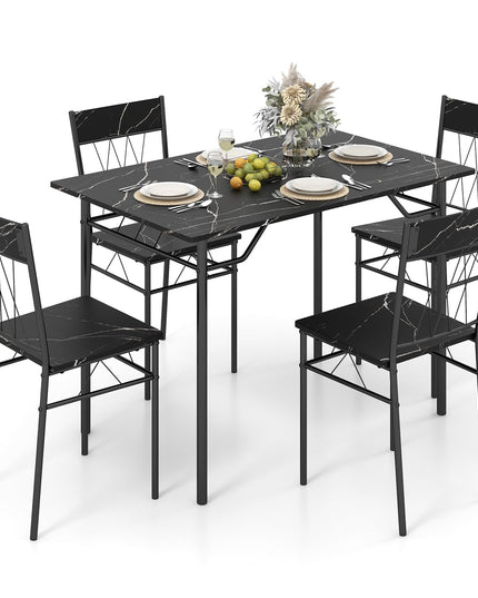 Giantex Dining Table Set for 4, 5-Piece Breakfast Nook with Kitchen Table, 4 Dining Chairs