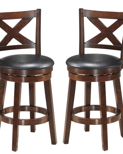 Counter Height Dining Chair, Fabric Upholstered 360 Degree Swivel, PVC Cushioned Seat, Perfect for Dining and Living Room