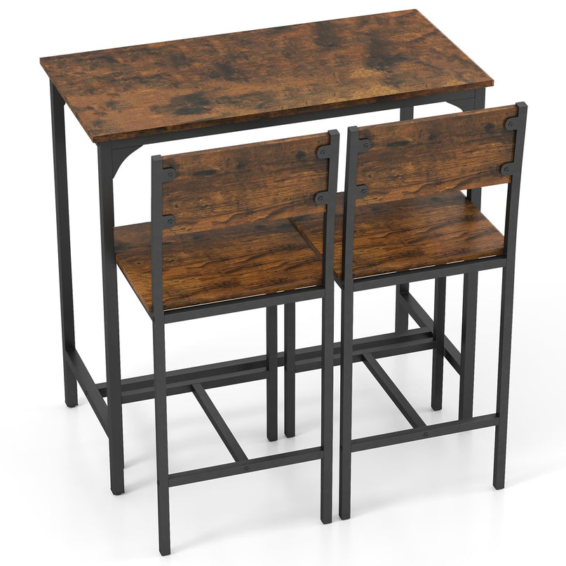 Giantex Bar Table and Chair Set with 2 Counter Height Bar Stools