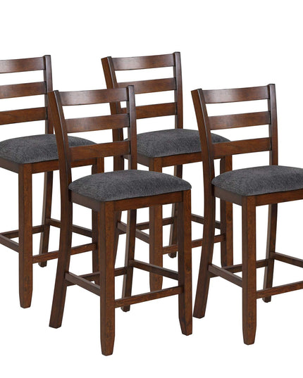 Upholstered Bar Stools with Solid Rubber Wood Frame, Foam-Padded Cushion