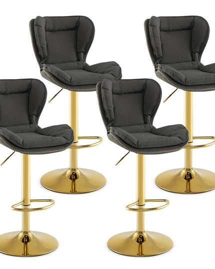 Giantex Adjustable Bar Stool Set of 2, PU Leather Bar Chairs with Padded Seat