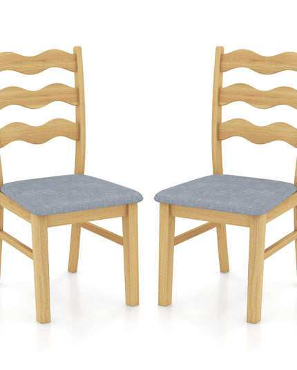 Giantex Wooden Dining Chairs Set of 2/4, Rubber Wood Kitchen Chair with Padded Seat & Hollowed Backrest