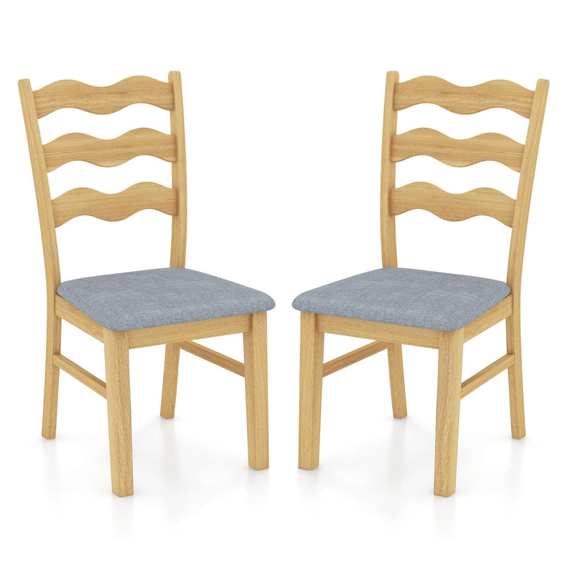 Giantex Wooden Dining Chairs Set of 2/4, Rubber Wood Kitchen Chair with Padded Seat & Hollowed Backrest