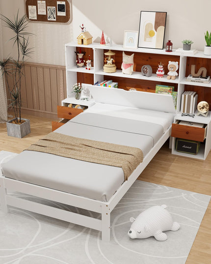 Giantex Twin Bed Frames with Headboard and Drawer