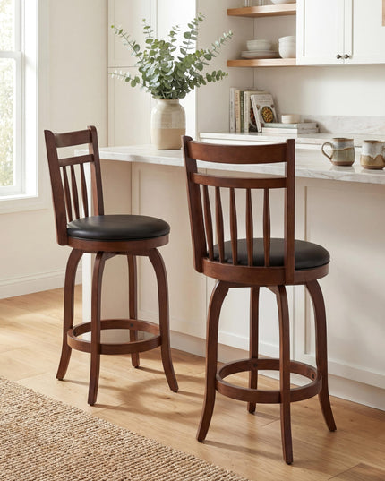 GIANTEX Swivel Bar Stools Set of 2/4 with Faux Leather Padded Seat