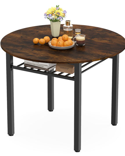 Giantex 40" Round Dining Table with Storage Shelf & Metal Frame