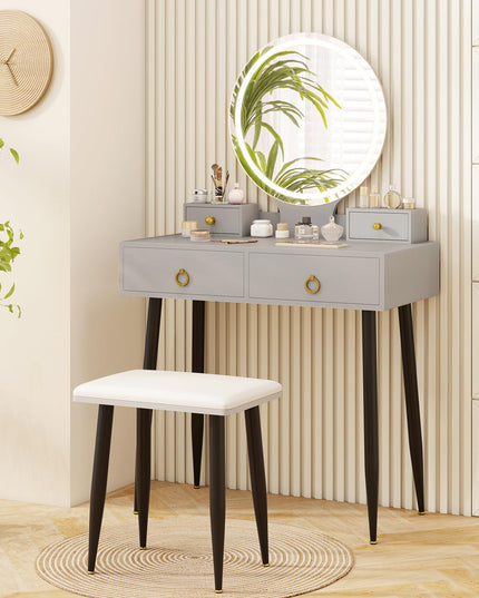 CHARMAID Vanity Desk with Mirror and Lights Modern Vanity Dressing Table with Stool
