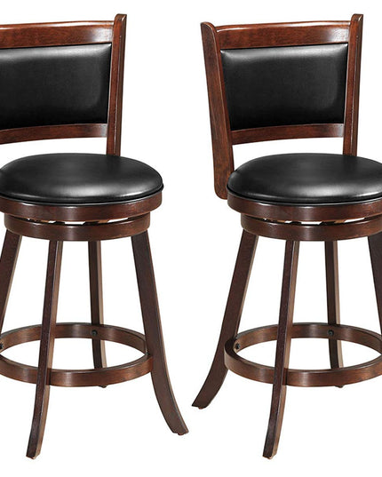 Giantex Accent Wooden Swivel Back Counter Height Bar Stool, Fabric Upholstered Design