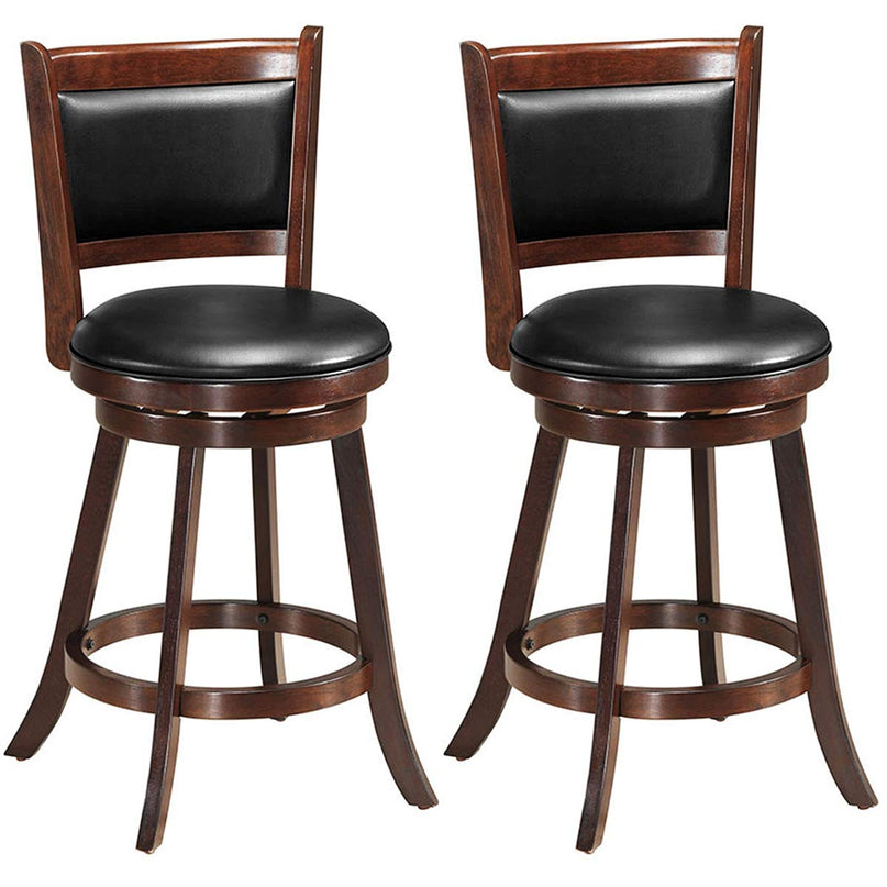 Giantex Accent Wooden Swivel Back Counter Height Bar Stool, Fabric Upholstered Design