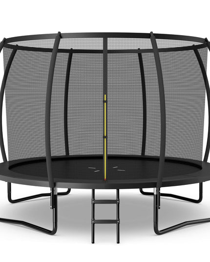 Giantex 8FT 10FT 12FT Trampoline with Enclosure, ASTM Approved Outdoor Large Trampoline with Ladder