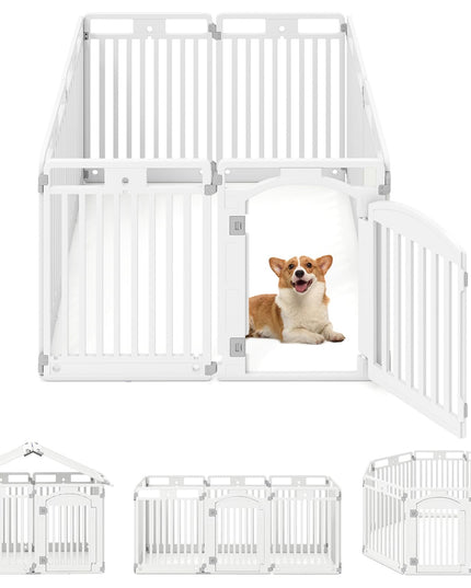 Giantex 32'' Tall Plastic Pet Fence with Lockable Door