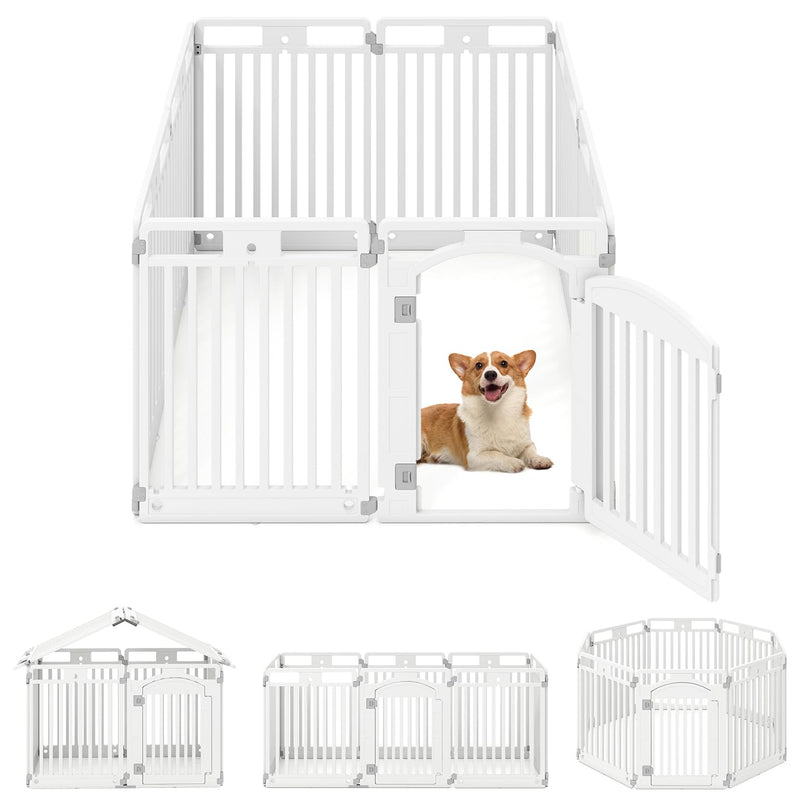 Giantex 32'' Tall Plastic Pet Fence with Lockable Door