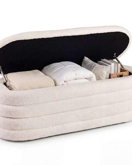 Banc de rangement ottoman rembourré Giantex avec 2 vérins à gaz de sécurité, charge de 300 kg