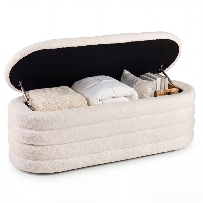 Giantex Upholstered Storage Ottoman Bench with 2 Safety Gas Struts Load 660 Lbs