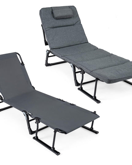 Giantex Folding Patio Lounge Chair with 6-Level Adjustable Backrest