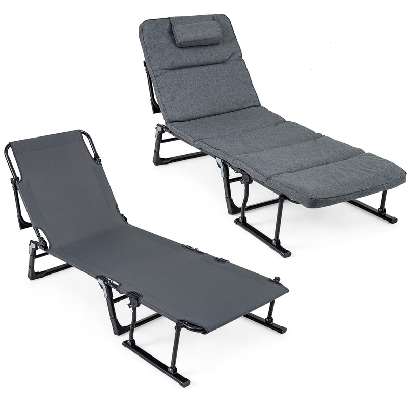 Chaise longue pliante Giantex pour patio avec dossier réglable sur 6 niveaux