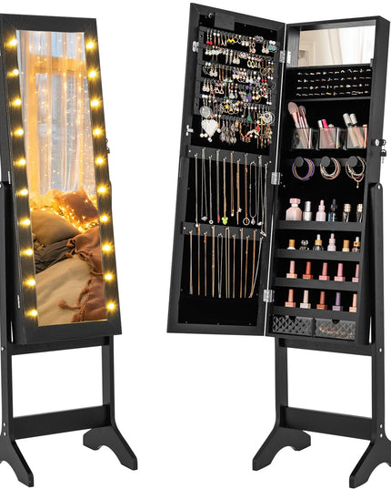 CHARMAID Jewelry Cabinet with Full Length Mirror and Warm Lights
