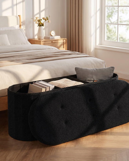 GIANTEX 43" Oval Storage Ottoman Bench with Dividers