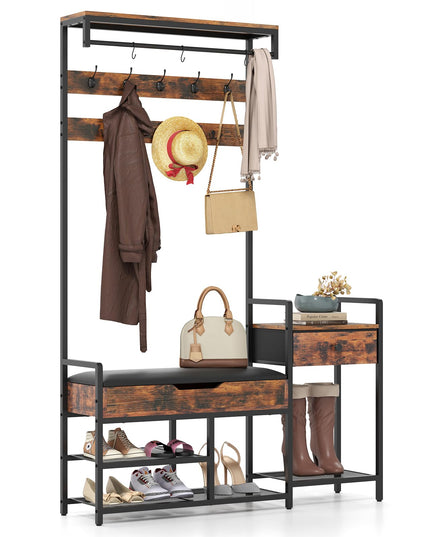 Giantex Coat Rack with Shoe Storage Bench