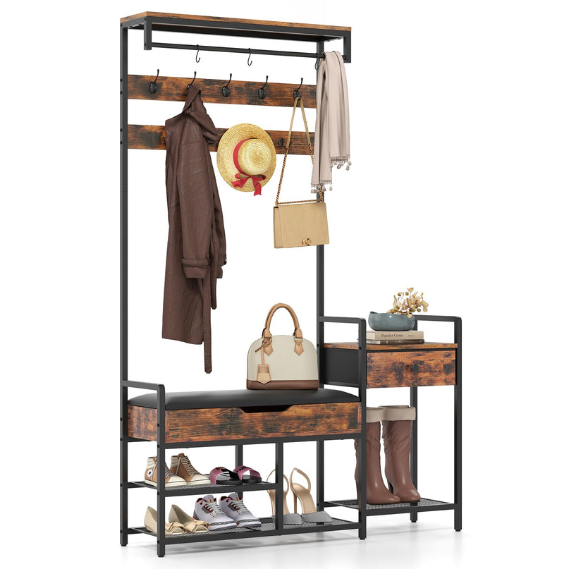 Giantex Coat Rack with Shoe Storage Bench