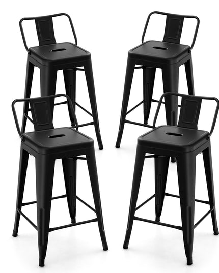 Giantex Metal Bar Stools Set of 4, 24" Counter Height Modern Industrial Barstools w/Removable Bucket Back & Footrest