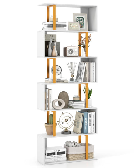 Giantex 6-Tier Modern S-Shaped Bookshelf with Anti-Tipping Kits