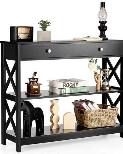 Giantex Console Table 3-Tier W/Drawer and Storage Shelves