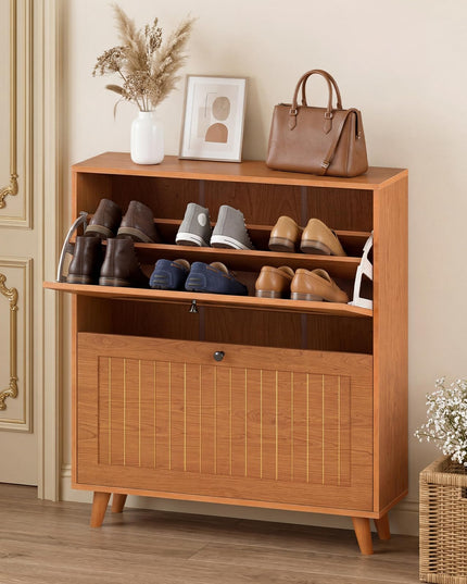 Giantex Shoe Storage Cabinet with 2 Flip Drawers