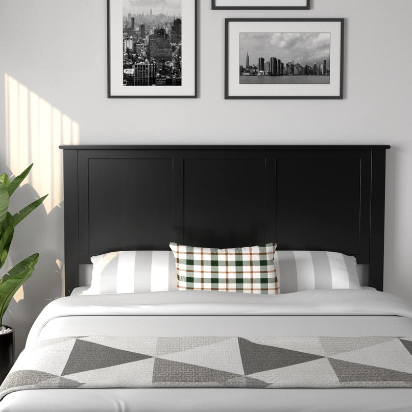 Giantex Wood Headboard, Flat Panel Headboard with Pre-drilled Holes for Height Adjustment